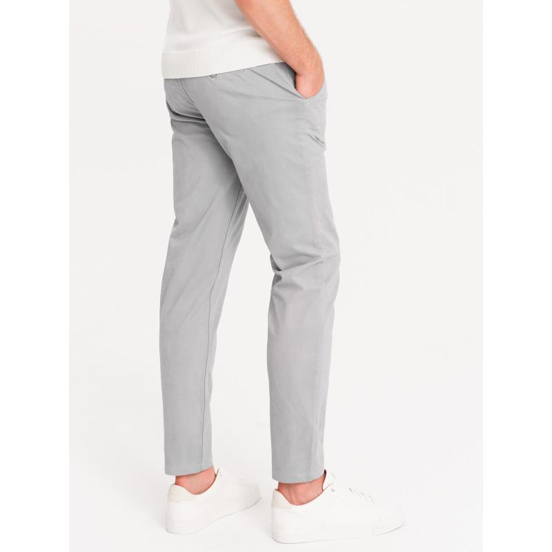 Pánské chino kalhoty s ozdobným pasem šedé