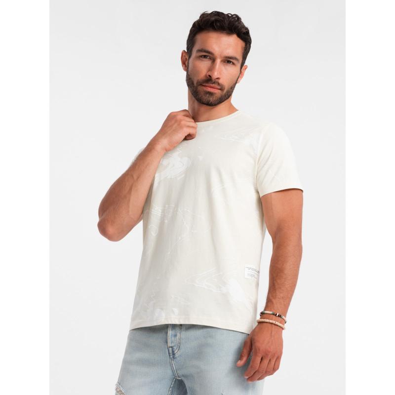 Férfi pamut póló esy-flores krémszínű pamut póló