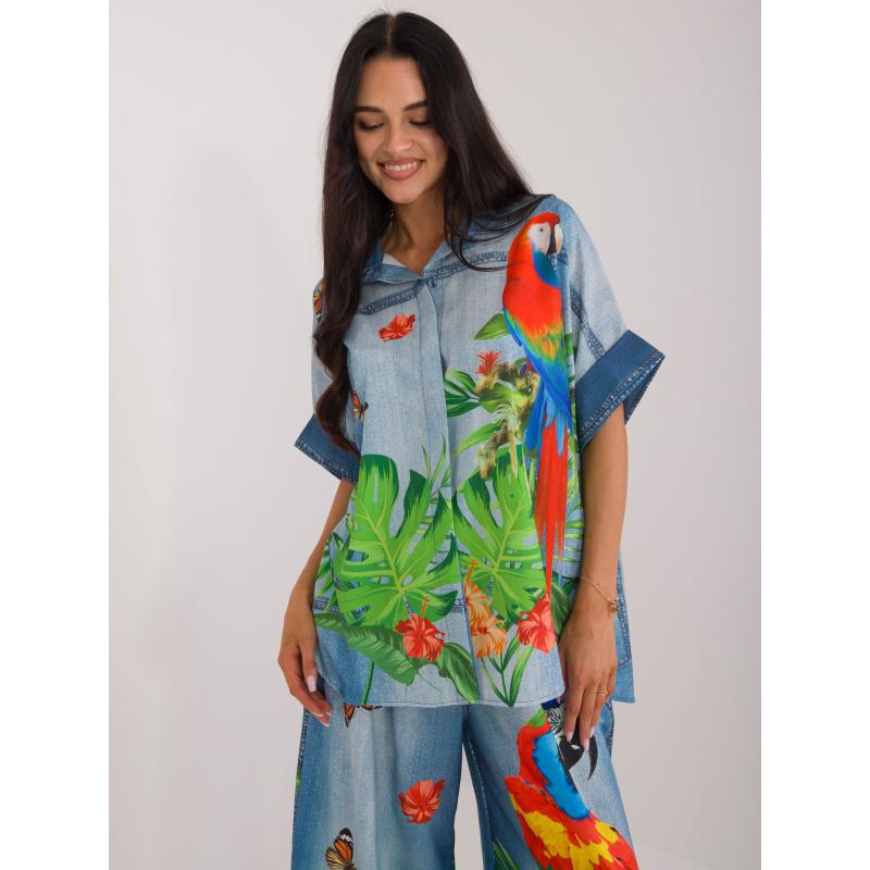 Dámská košile s imitací džínů modrá 