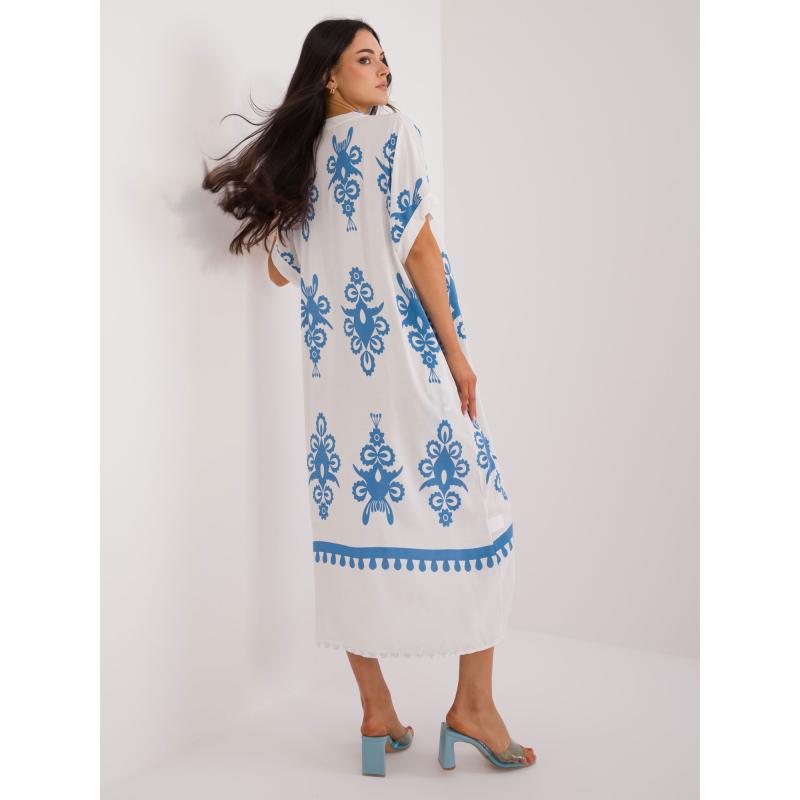 Dámské šaty nadměrné velikosti s potiskem modrobílé 
