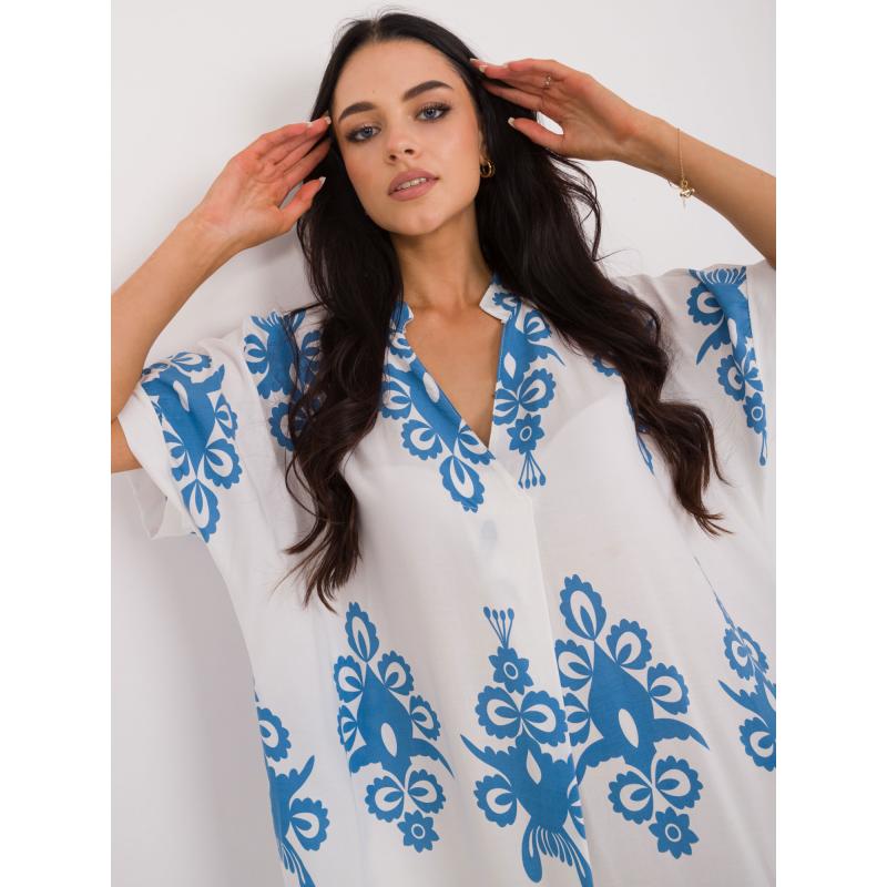 Dámské šaty nadměrné velikosti s potiskem modrobílé 