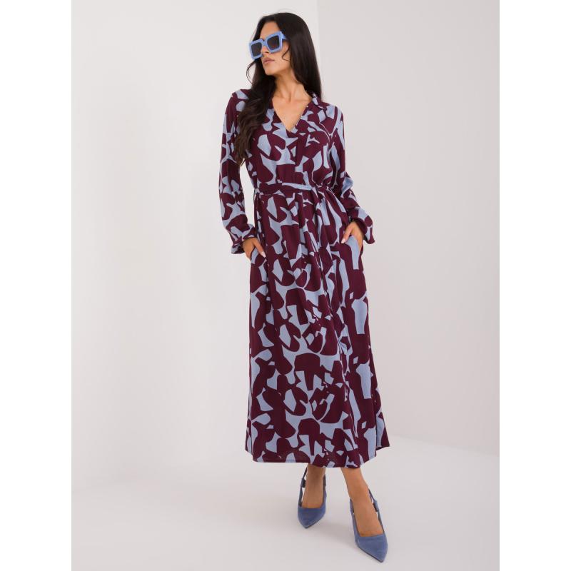 Dámské šaty se vzorem maxi košilové SUBLEVEL bordó 