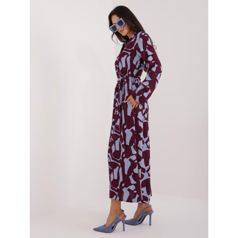Dámské šaty se vzorem maxi košilové SUBLEVEL bordó 