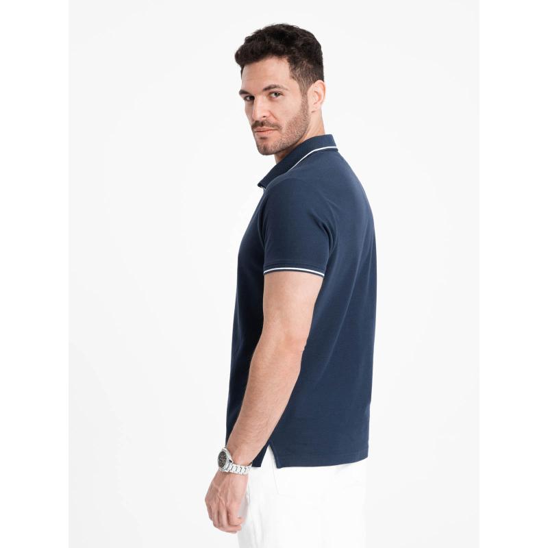 Pánská pletená polokošile bez knoflíků tmavě modrá 