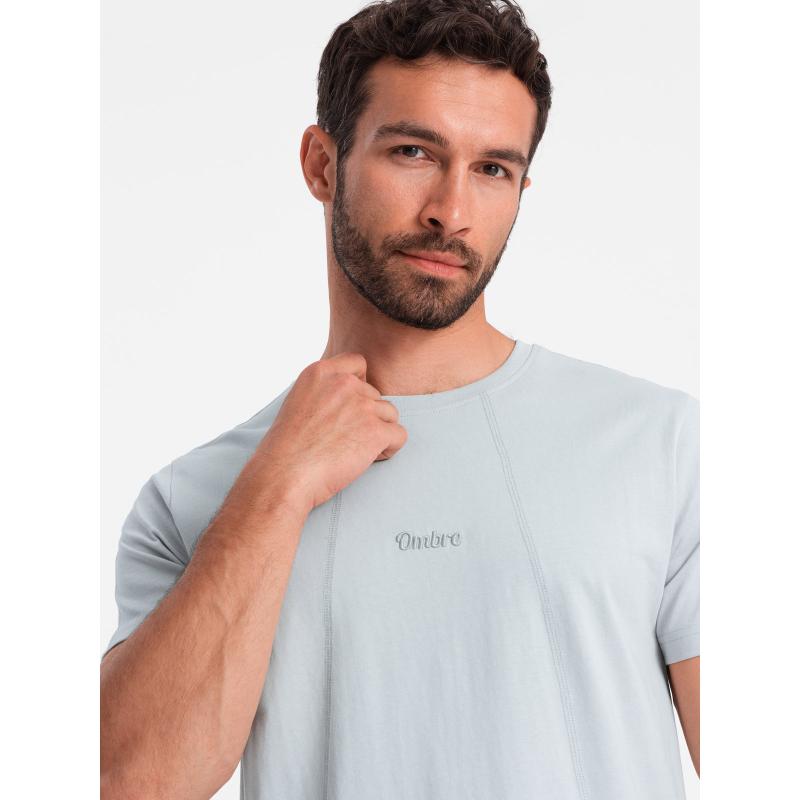 Pánske bavlnené tričko s jemnou výšivkou svetlosivé