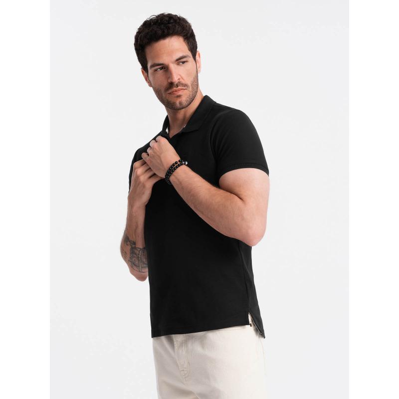 Férfi egyszínű, kötött pólóing BASIC fekete