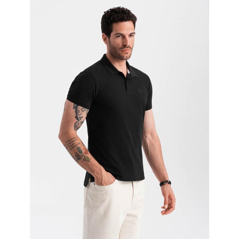 Férfi egyszínű, kötött pólóing BASIC fekete