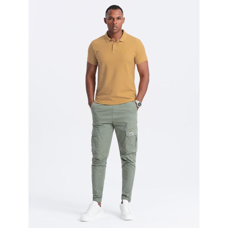 Pánská jednobarevná polokošile BASIC pique knit hořčicová 