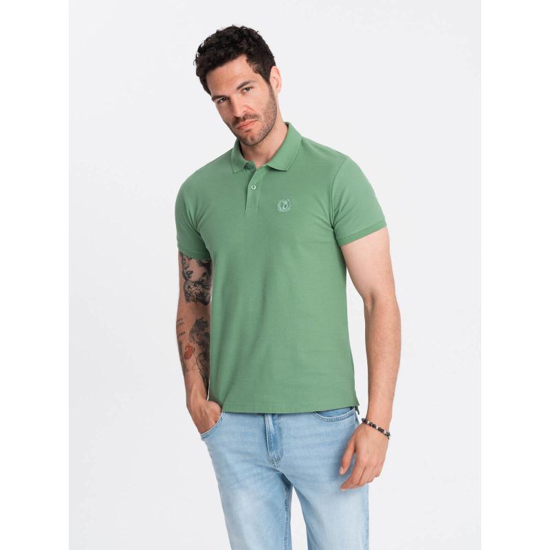 Férfi egyszínű, kötött pólóing BASIC zöld