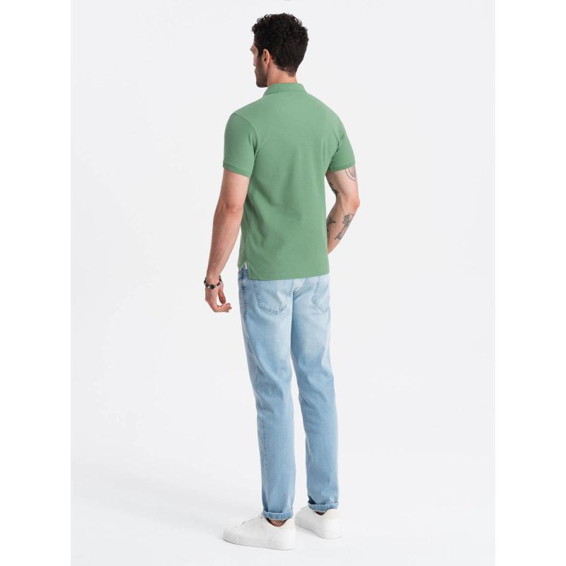 Férfi egyszínű, kötött pólóing BASIC zöld