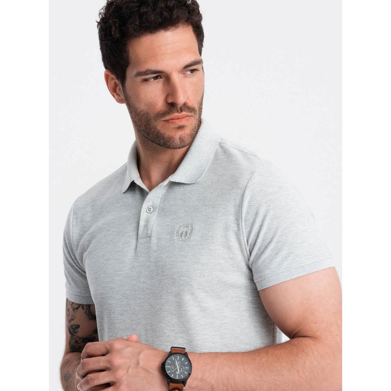 Férfi egyszínű kötött pólóing BASIC szürke