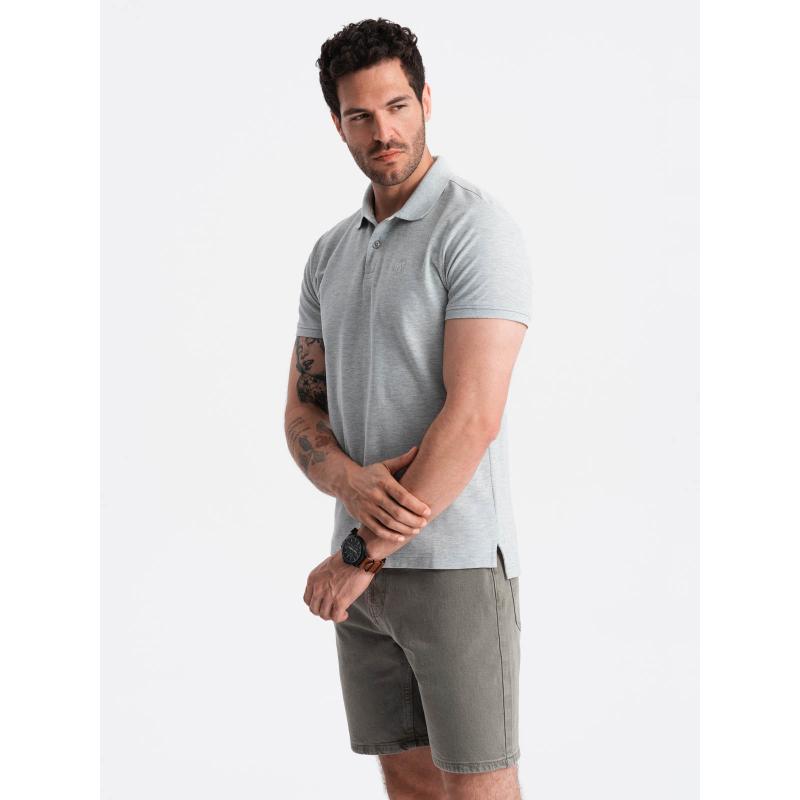 Férfi egyszínű kötött pólóing BASIC szürke