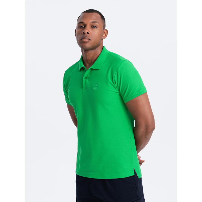 Férfi egyszínű kötött pólóing BASIC neonzöld