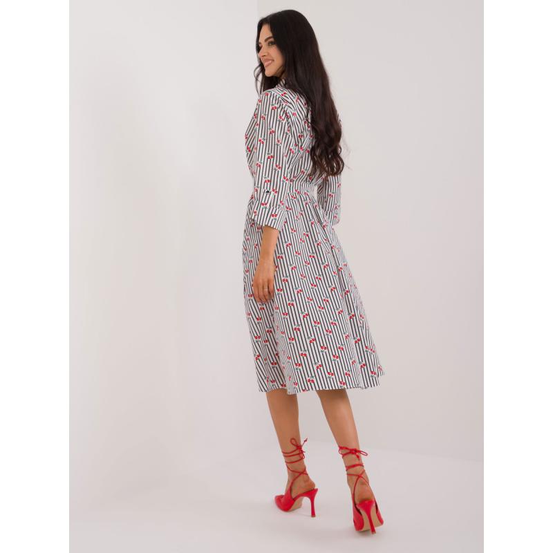 Dámské šaty s třešněmi midi bílé  