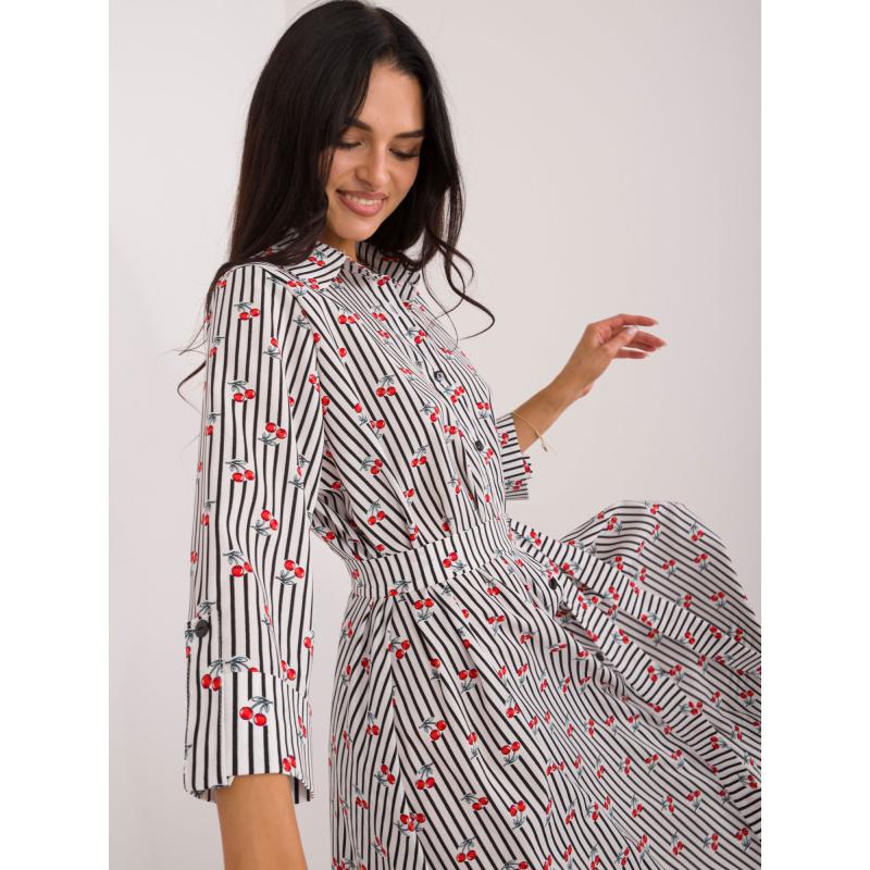 Dámské šaty s třešněmi midi bílé  