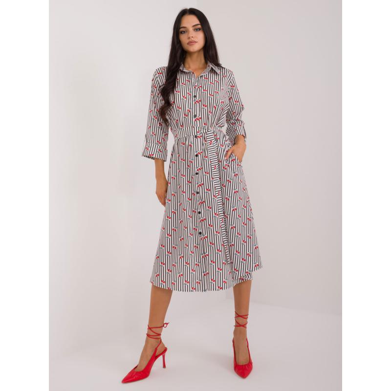 Dámské šaty s třešněmi midi bílé  