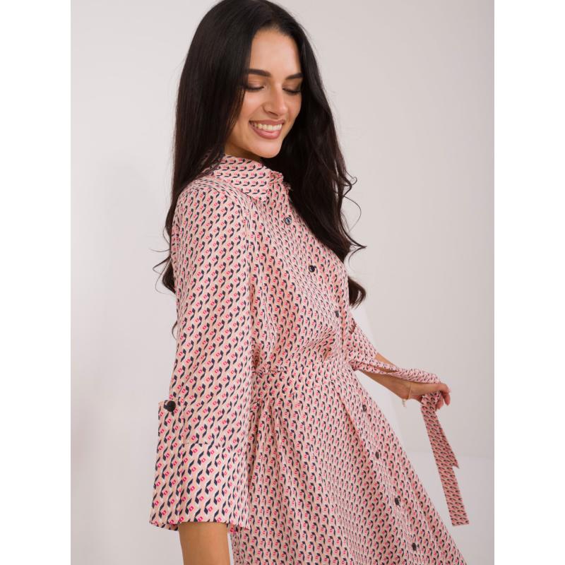 Dámské šaty z empíru s páskem broskvové