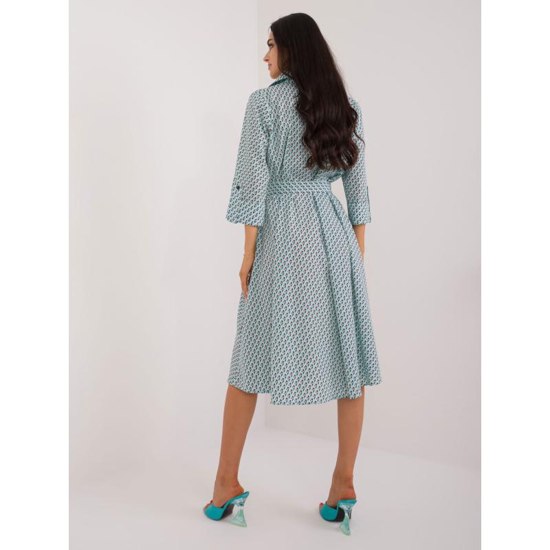 Dámské šaty s 3/4 rukávem košilové mátové 