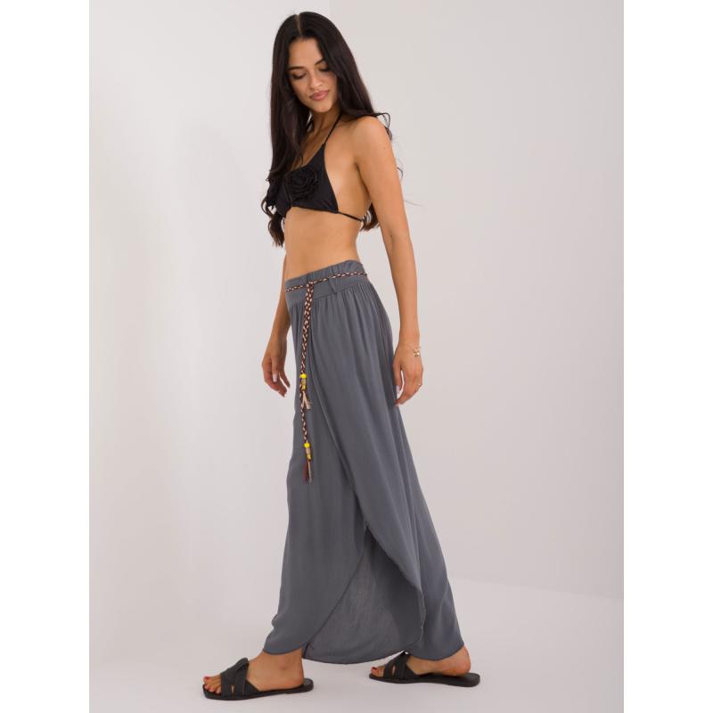 Dámské kalhoty z široké látky OCH BELLA grafitové 