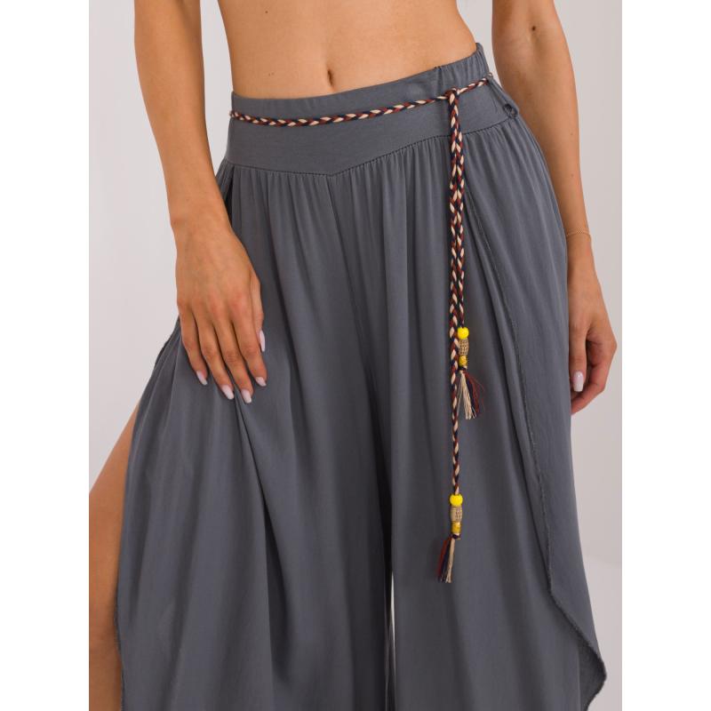 Dámské kalhoty z široké látky OCH BELLA grafitové 