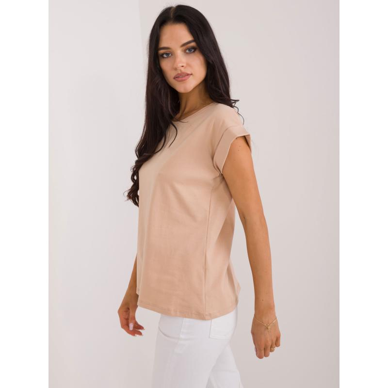 Női kerek nyakú póló BASIC FEEL GOOD barna