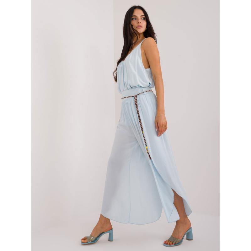 Dámské kalhoty s rozparky OCH BELLA světle modré 