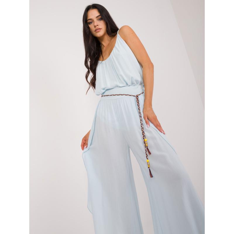 Dámské kalhoty s rozparky OCH BELLA světle modré 