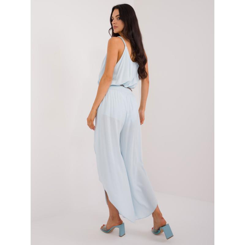 Dámské kalhoty s rozparky OCH BELLA světle modré 