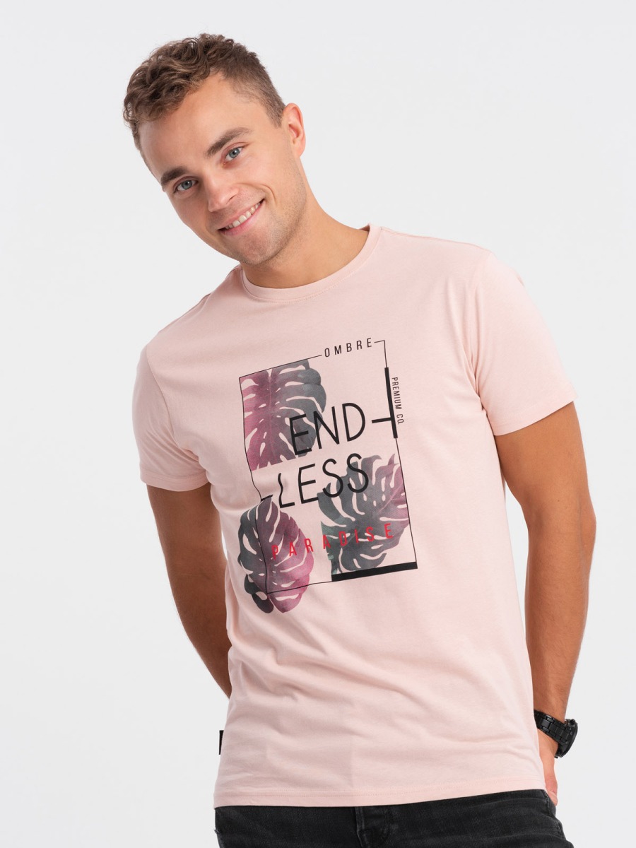 Pánské tričko s potiskem PALE ROSE světle růžové