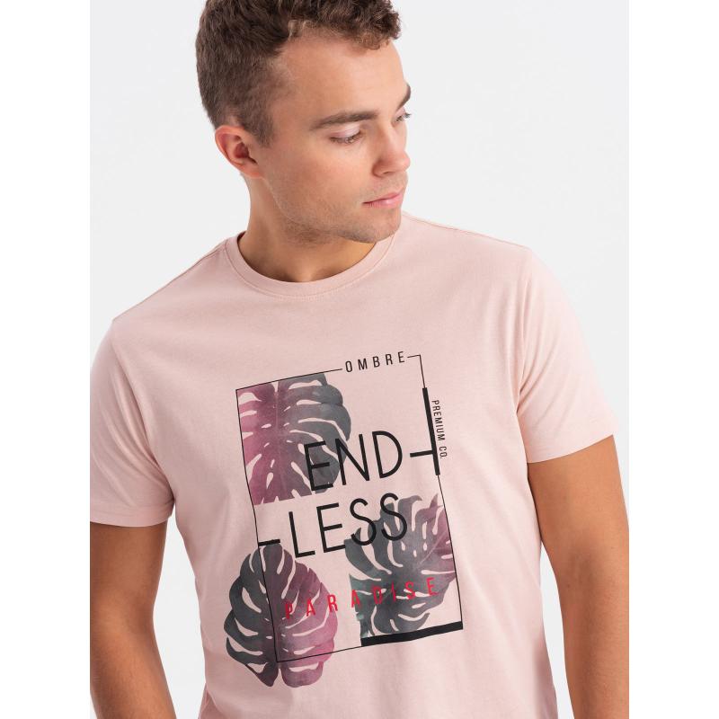 Pánské tričko s potiskem PALE ROSE světle růžové