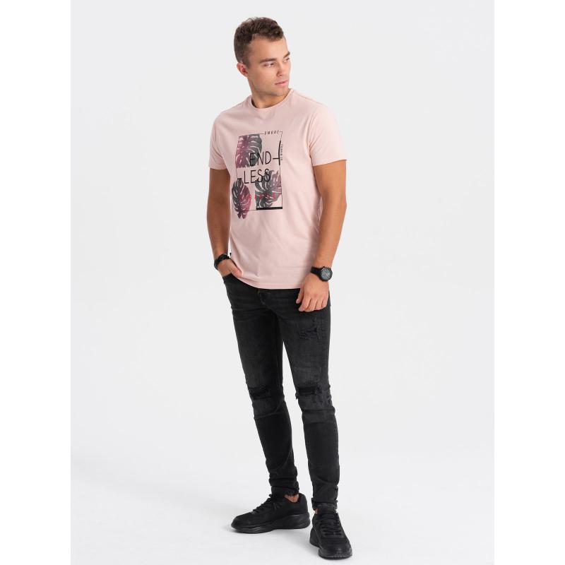 Pánské tričko s potiskem PALE ROSE světle růžové