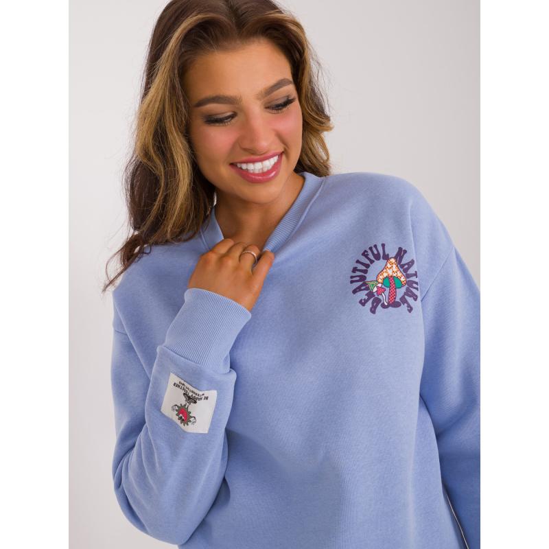 Dámská mikina s kapucí a potiskem SUBLEVEL světle modrá 