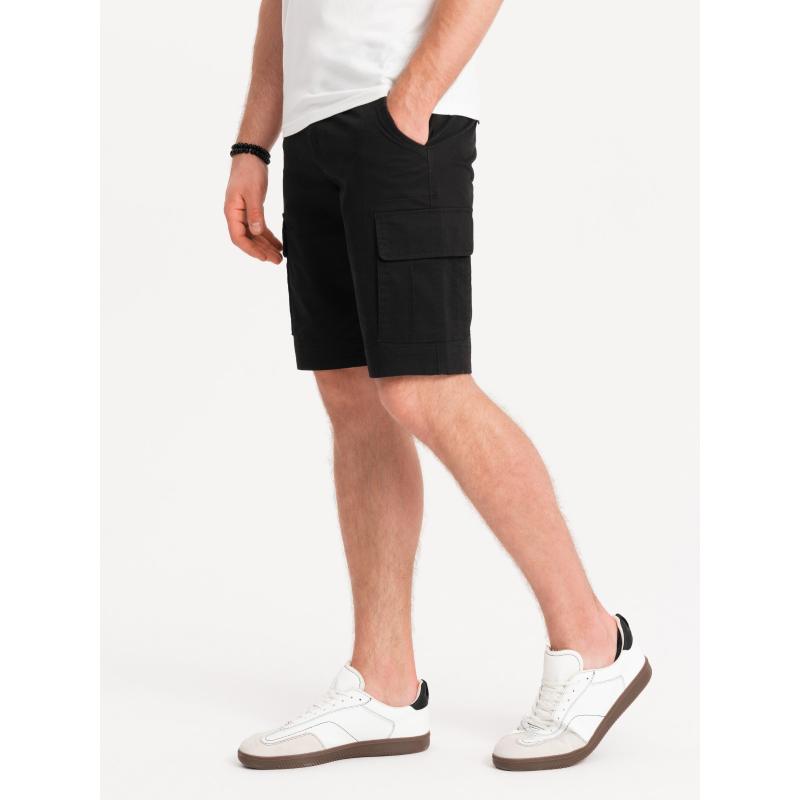 Jednobarevné pánské šortky s cargo kapsami černé 