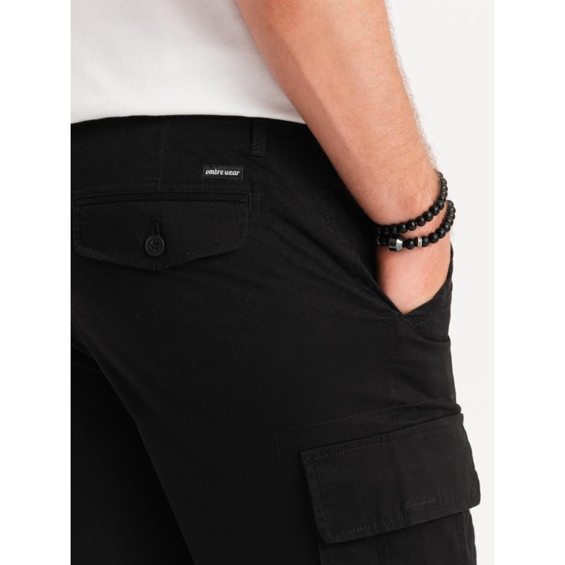 Jednobarevné pánské šortky s cargo kapsami černé 