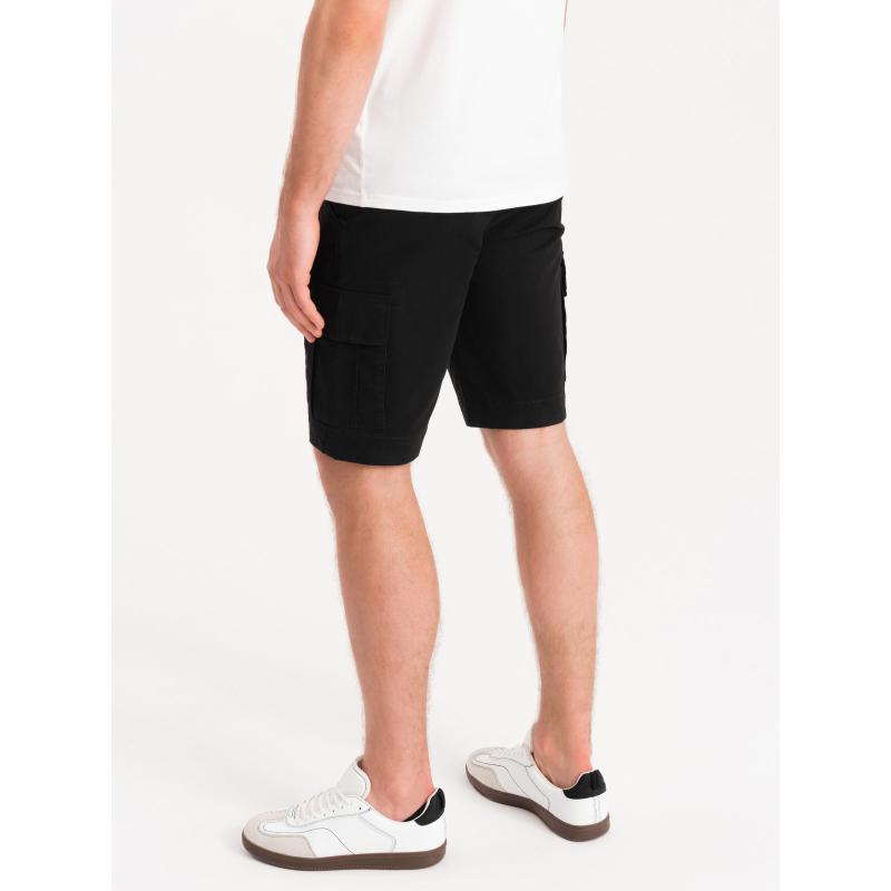 Jednobarevné pánské šortky s cargo kapsami černé 