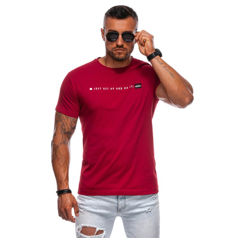 Pánske tričko s potlačou S1974 tmavočervené