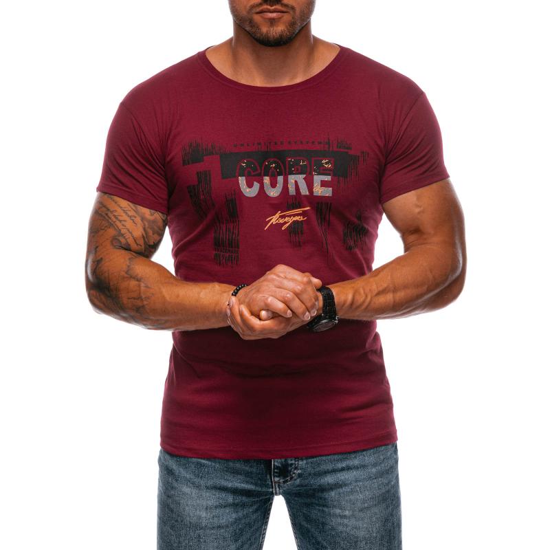 Pánske tričko s potlačou S1981 tmavočervené