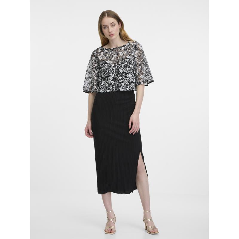 Fekete női mintás blúz