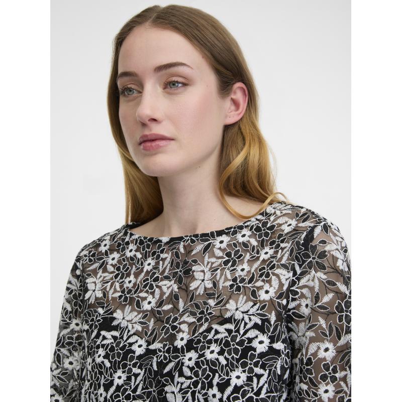 Fekete női mintás blúz