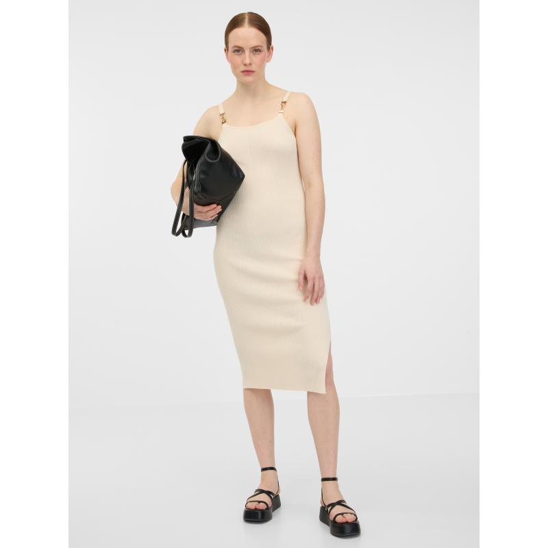 Bézs női midi ruha