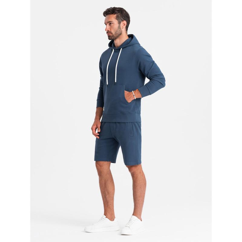 Pánská souprava mikina klokanka + šortky tmavě modrá V4 Z75
