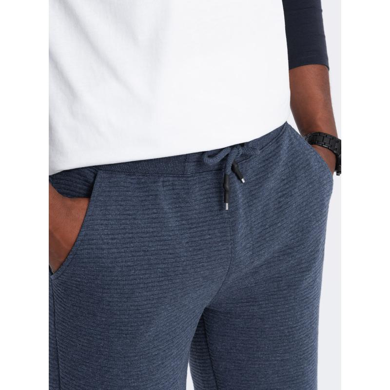 Pánské úpletové krátké teplákové šortky otoman tmavě modré V1 OM-SRSK-0150