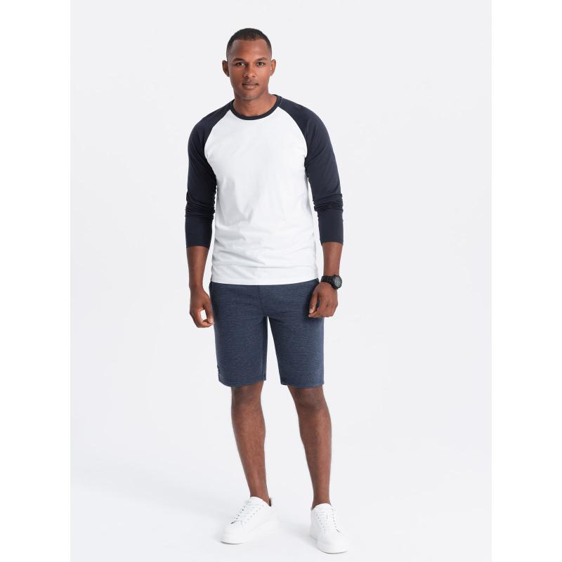 Pánské úpletové krátké teplákové šortky otoman tmavě modré V1 OM-SRSK-0150