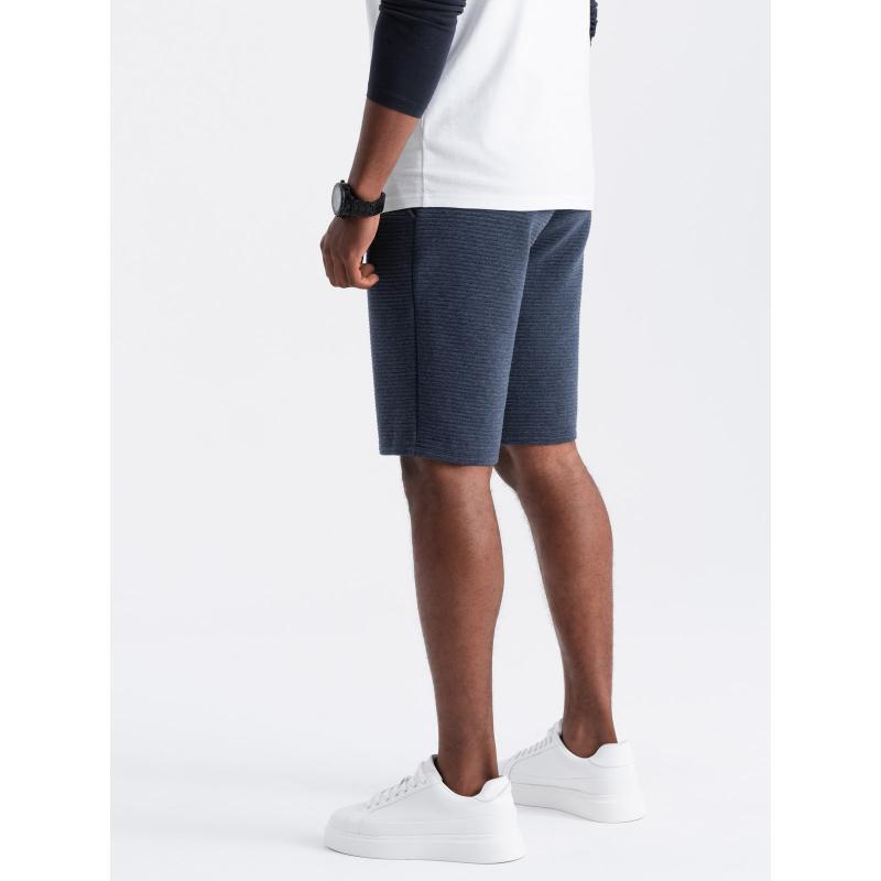 Pánské úpletové krátké teplákové šortky otoman tmavě modré V1 OM-SRSK-0150