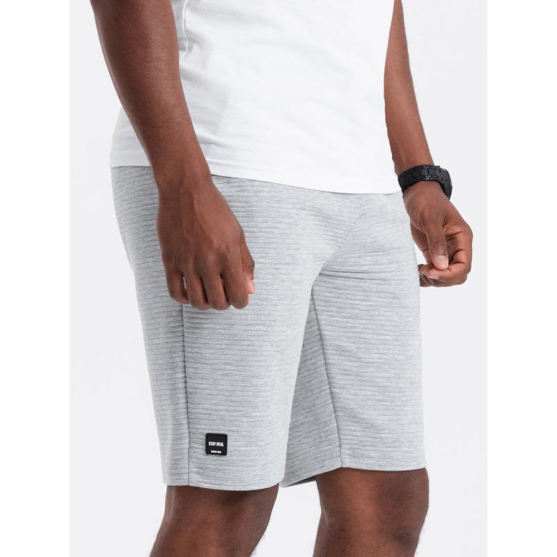 Pánské krátké pletené teplákové šortky otoman šedé V2 OM-SRSK-0150