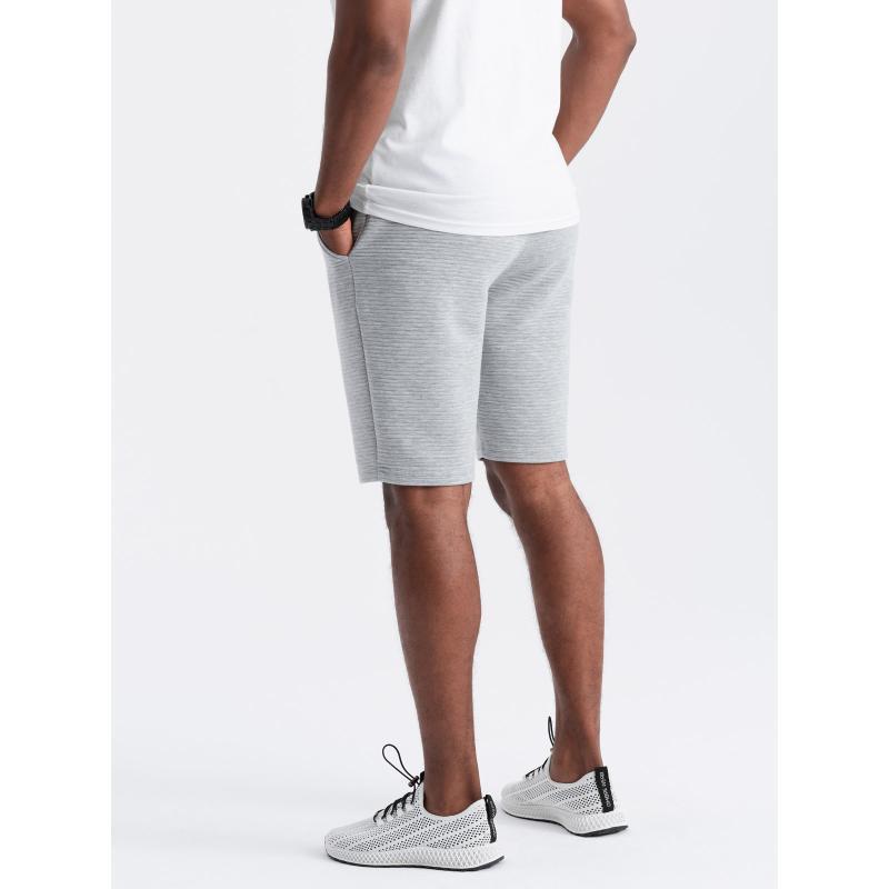 Pánské krátké pletené teplákové šortky otoman šedé V2 OM-SRSK-0150