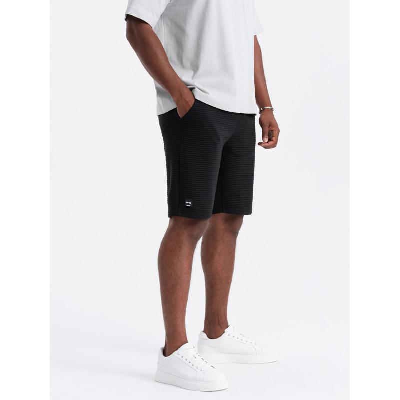 Pánské krátké úpletové teplákové šortky otoman černé V4 OM-SRSK-0150