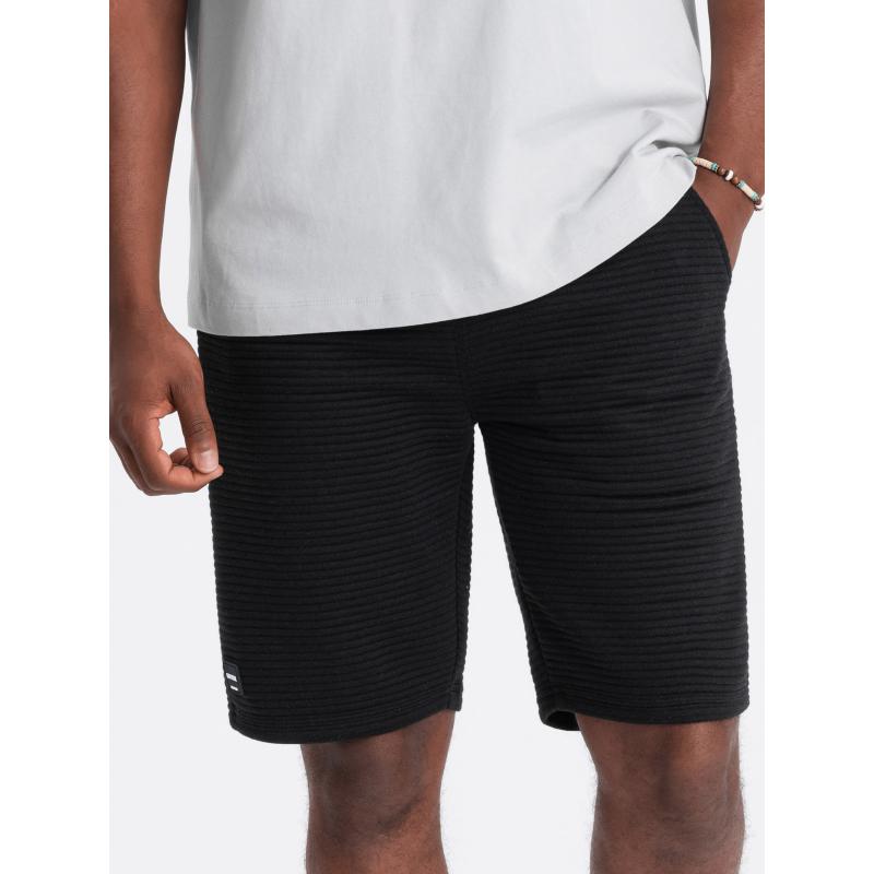 Pánské krátké úpletové teplákové šortky otoman černé V4 OM-SRSK-0150