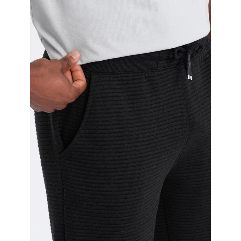 Pánské krátké úpletové teplákové šortky otoman černé V4 OM-SRSK-0150