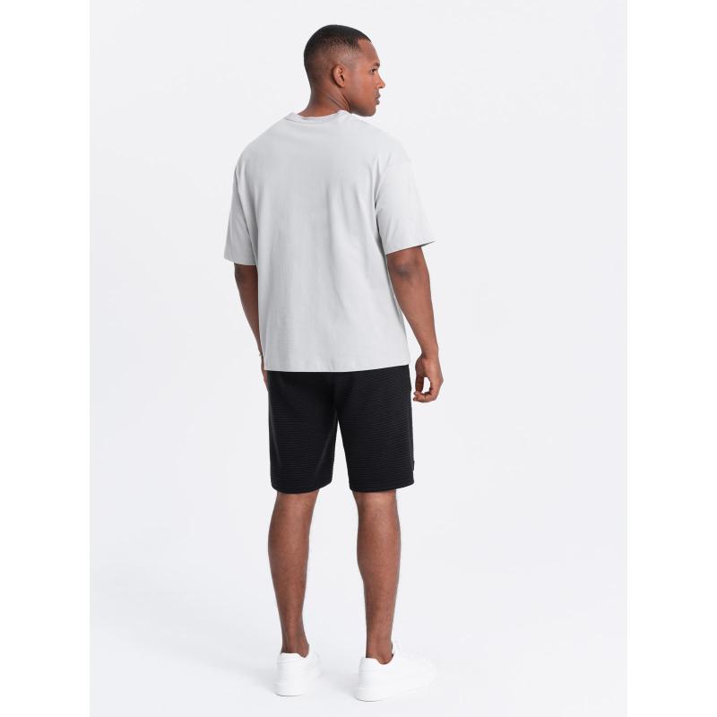 Pánské krátké úpletové teplákové šortky otoman černé V4 OM-SRSK-0150